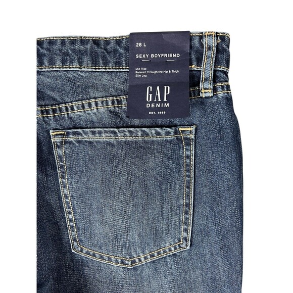 Gap Women's Dark Indigo Sexy Boyfriend Jeans  Size 28L  NWT  Boho Comfort Jeans - Picture 10 of 16